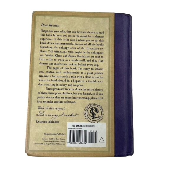 The Miserable Mill Lemony Snicket Book 4 A Series of Unfortunate Events u - Picture 2 of 7
